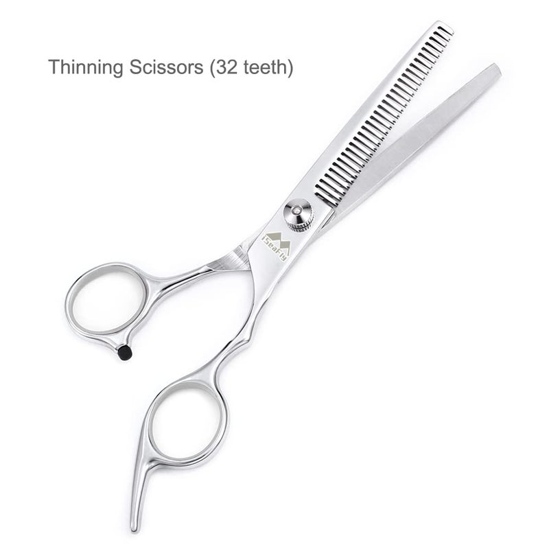 iSeaFly Dog Grooming Scissors Kit with Round Tip, 6 in 1 Cat Dog Scissors, Stainless Steel Pet Grooming Shears, Straight, Curved, Thinning Shears, Comb for Full Body, Face, Nose, Ear & Paw - Image 3